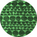 Round Abstract Emerald Green Modern Rug, abs5059emgrn