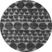 Round Machine Washable Abstract Gray Modern Rug, wshabs5059gry