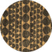 Round Abstract Brown Modern Rug, abs5059brn