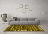 Machine Washable Abstract Yellow Modern Rug, wshabs5059yw