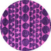 Round Machine Washable Abstract Pink Modern Rug, wshabs5059pnk