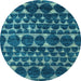 Round Abstract Light Blue Modern Rug, abs5059lblu