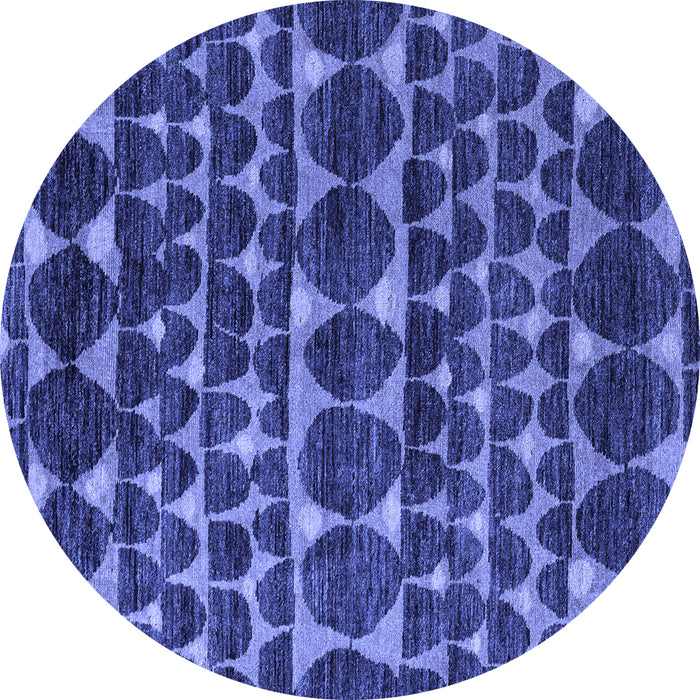 Round Machine Washable Abstract Blue Modern Rug, wshabs5059blu
