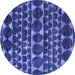 Round Machine Washable Abstract Blue Modern Rug, wshabs5059blu