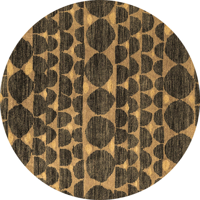 Round Machine Washable Abstract Brown Modern Rug, wshabs5059brn