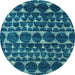 Round Machine Washable Abstract Light Blue Modern Rug, wshabs5059lblu