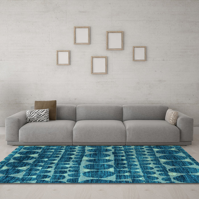 Machine Washable Abstract Light Blue Modern Rug in a Living Room, wshabs5059lblu