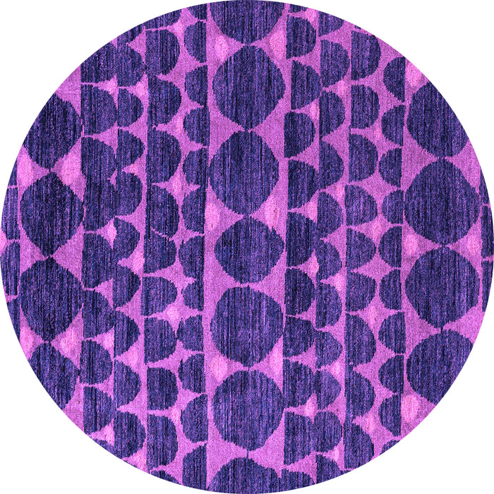Round Machine Washable Abstract Purple Modern Area Rugs, wshabs5059pur