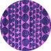 Round Machine Washable Abstract Purple Modern Area Rugs, wshabs5059pur