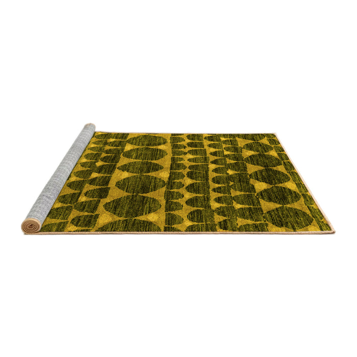 Sideview of Machine Washable Abstract Yellow Modern Rug, wshabs5059yw
