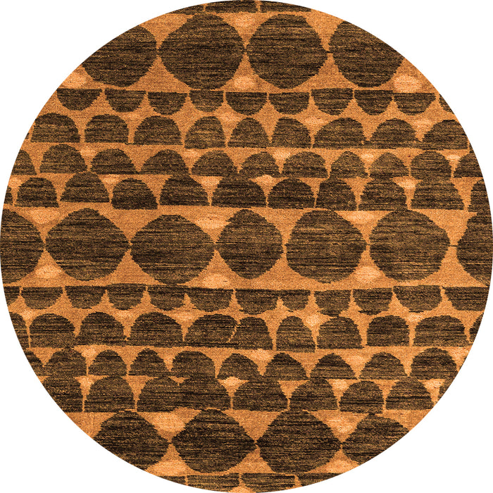Round Machine Washable Abstract Orange Modern Area Rugs, wshabs5059org