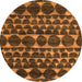 Round Machine Washable Abstract Orange Modern Area Rugs, wshabs5059org