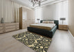 Machine Washable Abstract Ginger Brown Green Rug in a Bedroom, wshabs505