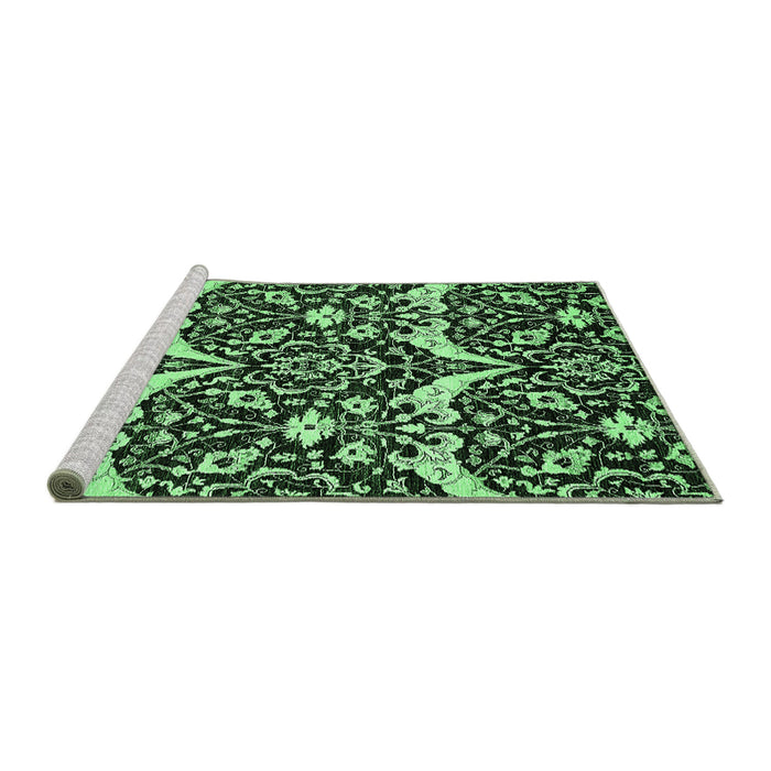 Sideview of Machine Washable Abstract Emerald Green Modern Area Rugs, wshabs505emgrn