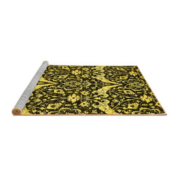 Sideview of Machine Washable Abstract Yellow Modern Rug, wshabs505yw
