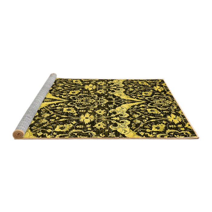 Sideview of Machine Washable Abstract Yellow Modern Rug, wshabs505yw