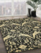 Machine Washable Abstract Ginger Brown Green Rug in a Family Room, wshabs505