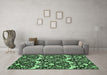 Machine Washable Abstract Emerald Green Modern Area Rugs in a Living Room,, wshabs505emgrn