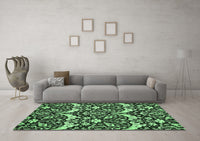 Machine Washable Abstract Emerald Green Modern Rug, wshabs505emgrn