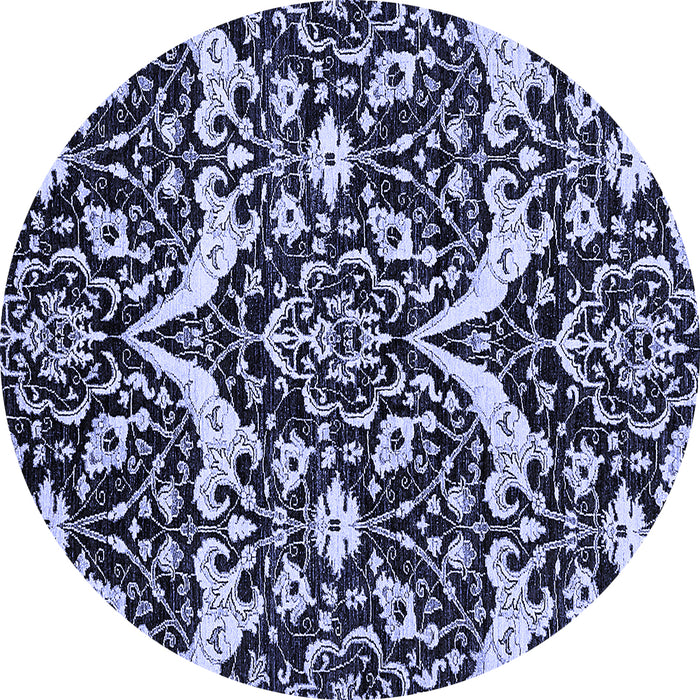 Round Abstract Blue Modern Rug, abs505blu