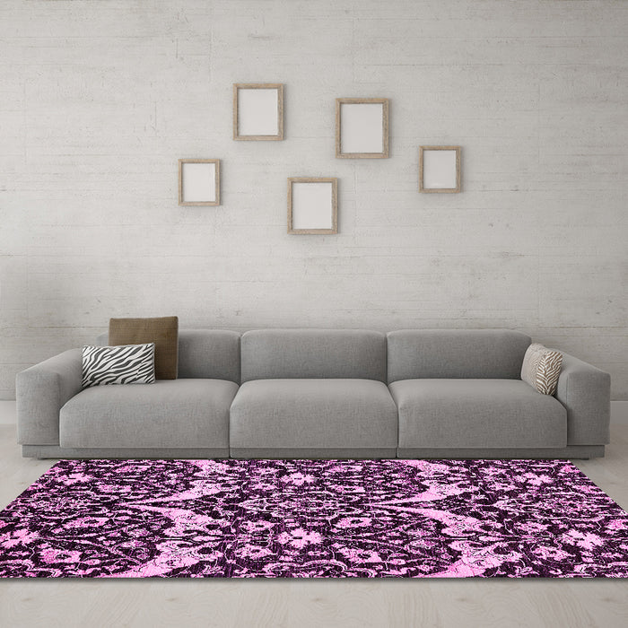 Machine Washable Abstract Pink Modern Rug in a Living Room, wshabs505pnk