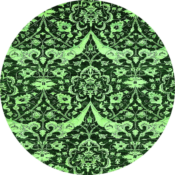 Round Abstract Green Modern Rug, abs505grn