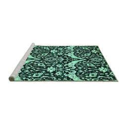 Sideview of Machine Washable Abstract Turquoise Modern Area Rugs, wshabs505turq