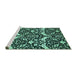 Sideview of Machine Washable Abstract Turquoise Modern Area Rugs, wshabs505turq