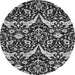 Round Machine Washable Abstract Gray Modern Rug, wshabs505gry