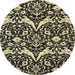 Round Machine Washable Abstract Ginger Brown Green Rug, wshabs505