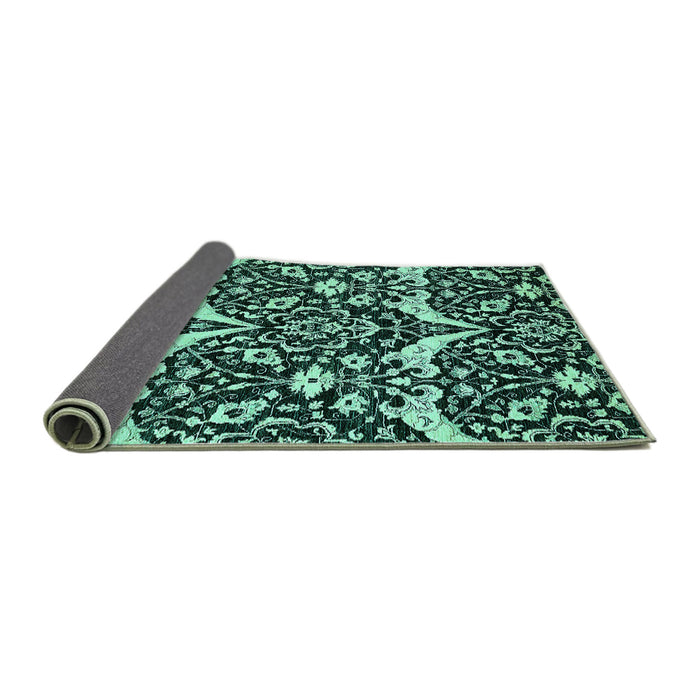 Sideview of Abstract Turquoise Modern Rug, abs505turq