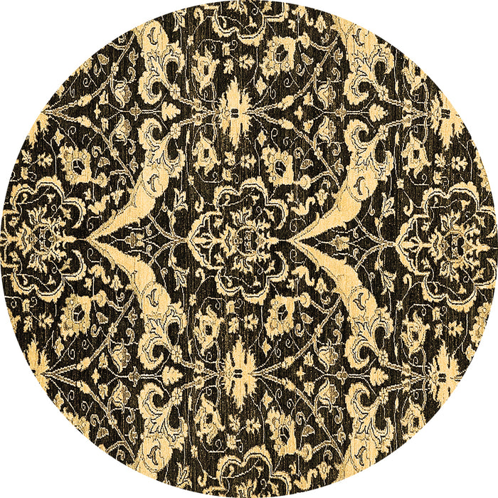 Round Abstract Brown Modern Rug, abs505brn