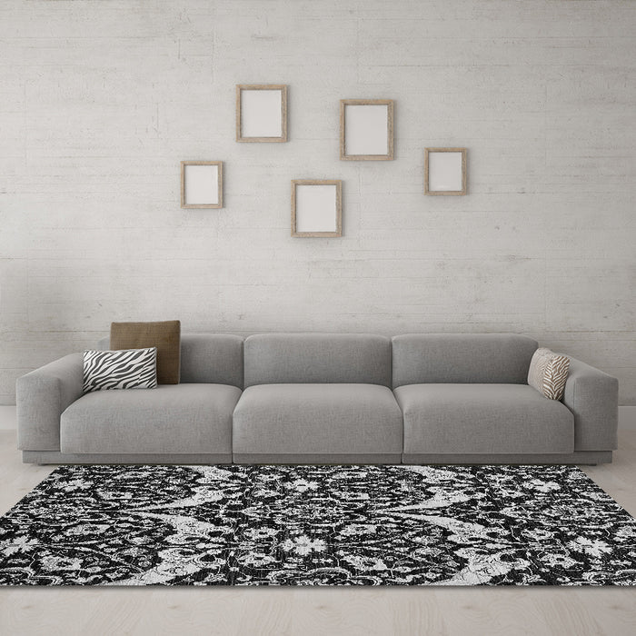 Machine Washable Abstract Gray Modern Rug in a Living Room,, wshabs505gry