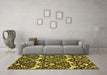 Machine Washable Abstract Yellow Modern Rug in a Living Room, wshabs505yw