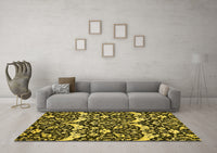 Machine Washable Abstract Yellow Modern Rug, wshabs505yw