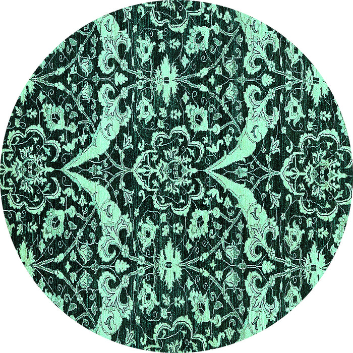 Round Machine Washable Abstract Turquoise Modern Area Rugs, wshabs505turq