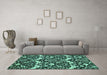 Machine Washable Abstract Turquoise Modern Area Rugs in a Living Room,, wshabs505turq