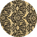 Round Machine Washable Abstract Brown Modern Rug, wshabs505brn