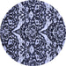 Round Machine Washable Abstract Blue Modern Rug, wshabs505blu