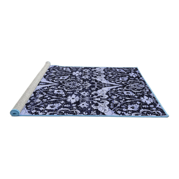 Sideview of Machine Washable Abstract Blue Modern Rug, wshabs505blu