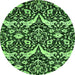 Round Machine Washable Abstract Green Modern Area Rugs, wshabs505grn