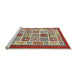 Sideview of Machine Washable Abstract Tomato Red Rug, wshabs506