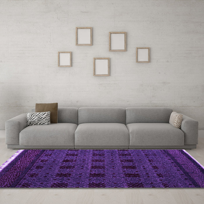 Machine Washable Abstract Purple Modern Area Rugs in a Living Room, wshabs5060pur