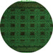 Round Abstract Green Modern Rug, abs5060grn