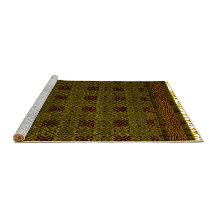 Sideview of Machine Washable Abstract Yellow Modern Rug, wshabs5060yw