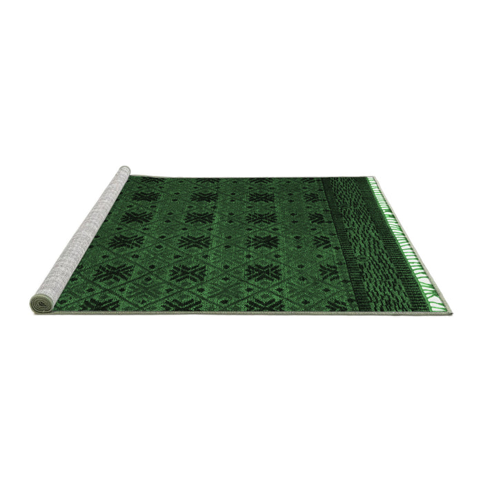 Sideview of Machine Washable Abstract Emerald Green Modern Area Rugs, wshabs5060emgrn