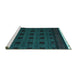 Sideview of Machine Washable Abstract Turquoise Modern Area Rugs, wshabs5060turq