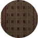 Round Machine Washable Abstract Brown Modern Rug, wshabs5060brn