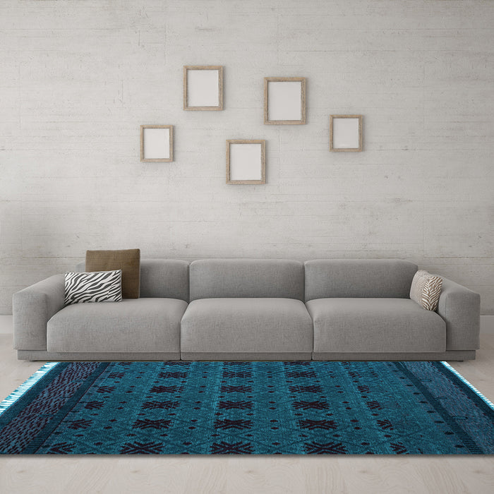 Machine Washable Abstract Light Blue Modern Rug in a Living Room, wshabs5060lblu