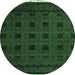 Round Abstract Emerald Green Modern Rug, abs5060emgrn